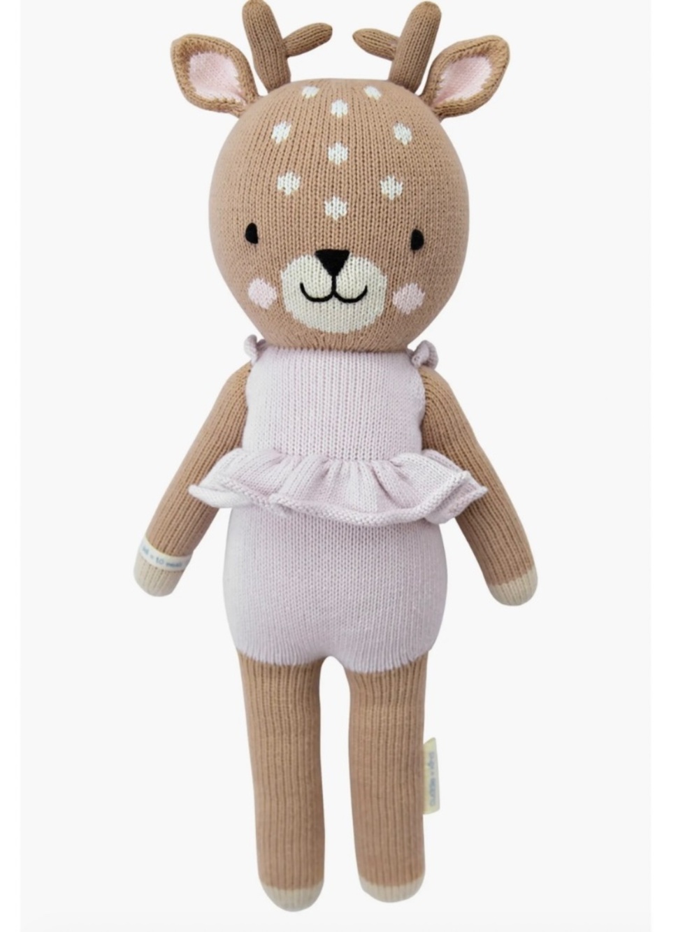 Cuddle and Kind 14" Violet the Fawn Deer Plush Doll Handmade Knit Stuffed Animal